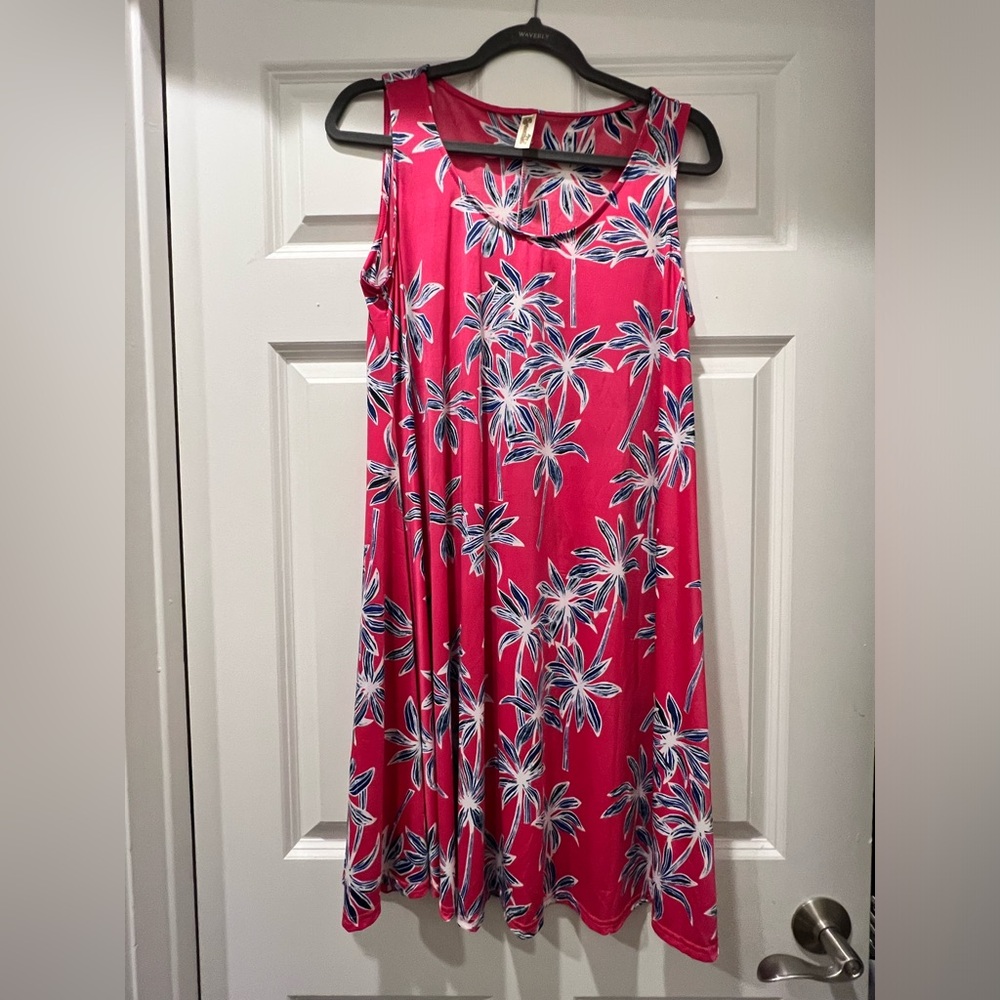 SLEEVELESS PALM TREE DRESS